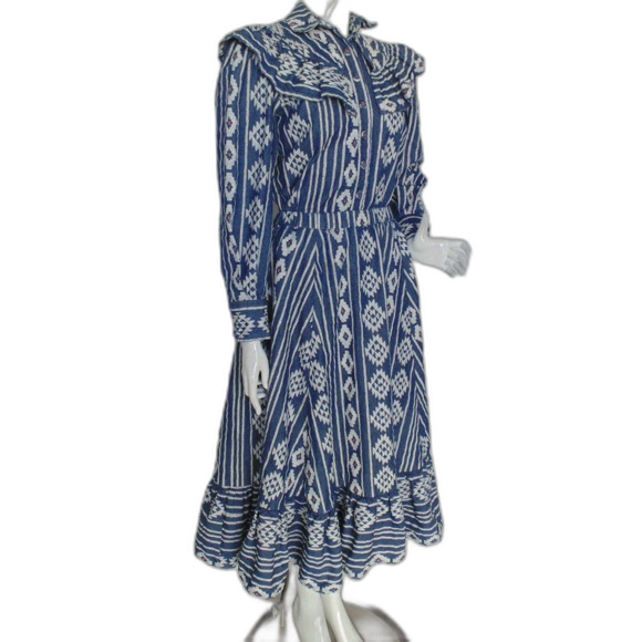 Western Skirt Set, S, 2pc, LS Ruffle shoulder top, Midi Skirt, Tribal Print - Picture 2 of 13